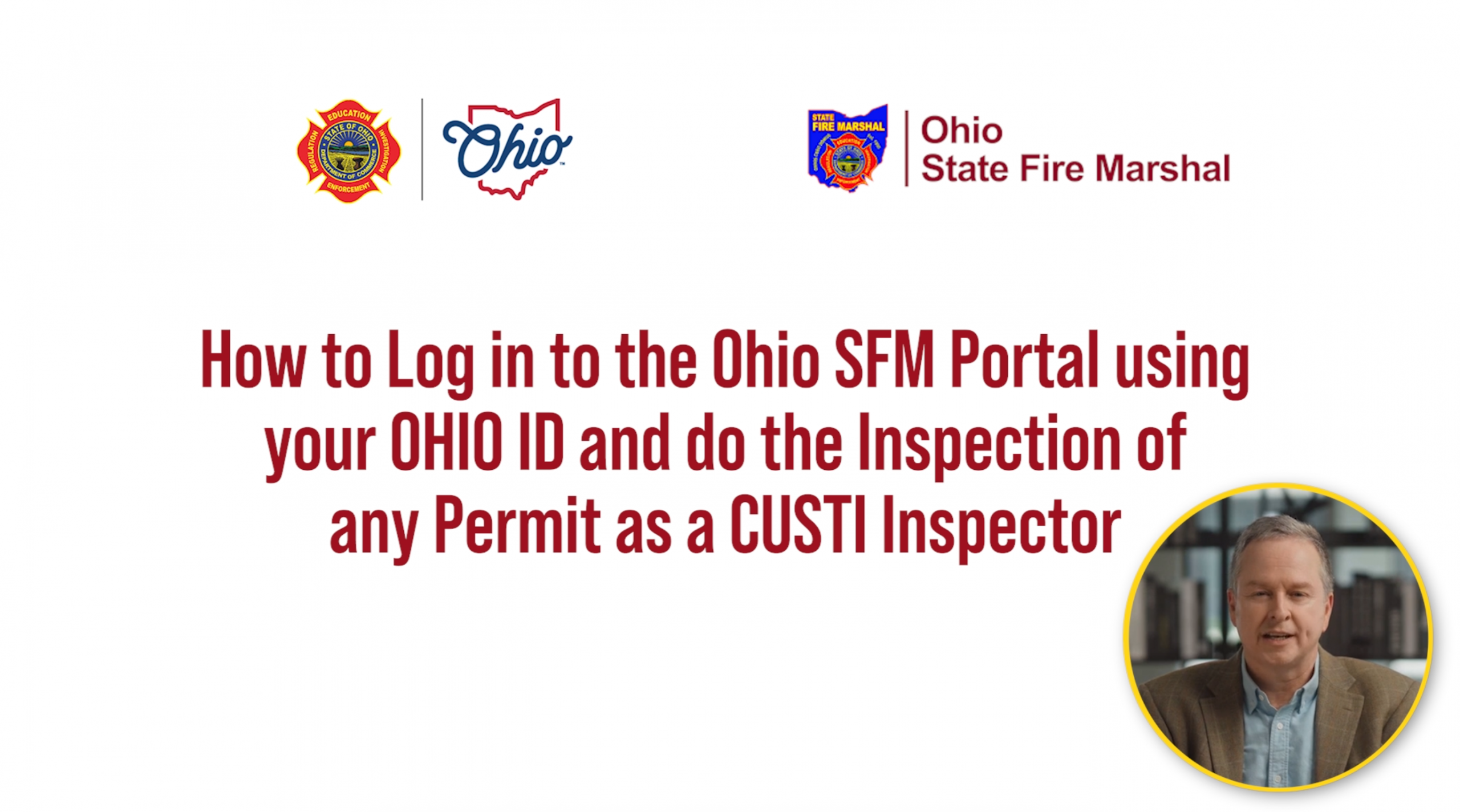 Log in to the Ohio SFM Portal using your OHIO ID and do the Inspection of any Permit as a CUSTI Inspector